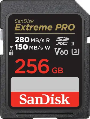 SanDisk Extreme PRO SDXC UHS-II Speicherkarte V60 256 GB (280 MB/s, 6K, 4K UHD, 