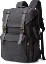 bagsmart Fotorucksack DSLR Kamerarucksack Canvas Diebstahlsicher Wasserabweisend mit Regenschutz für 15 Zoll Laptop, Spiegelreflexkamera, Objektive, Zubehör, Stativ (schwarz)