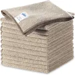 MR.SIGA Mikrofaser-Reinigungstücher, Allzweck-Mikrofaser-Handtücher, streifenfreie Tücher, 12 Stück, Weizen, Größe 32 x 32 cm